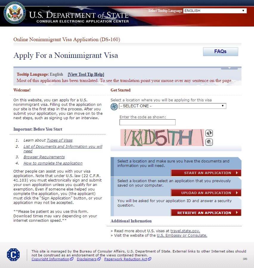 Перевод анкеты для визы в США